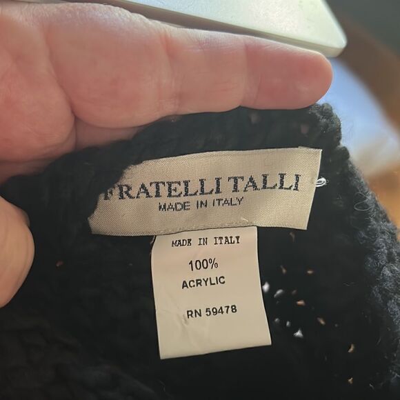 Fratelli Talli black fringe poncho cape One size fits most Made in Italy - Picture 5 of 6